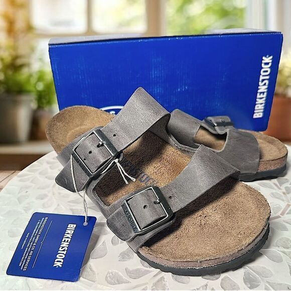 BIRKENSTOCK ARIZONA IRON Soft Footbed Waxy Leather Regular Fit - Picture 14 of 16